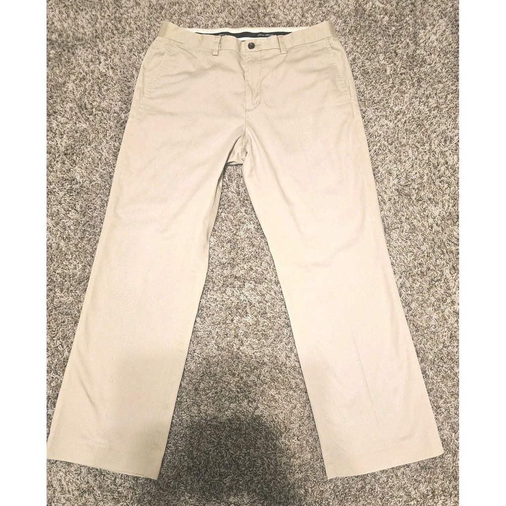 Mens Eddie Bauer Wrinkle Free Classic‎ Fit Khaki Pants Tan 34X30 Chino Trouser
